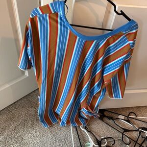 Free People Hot Shot T Shirt Romper Striped